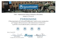 Pordenone bandiera gialla della ciclabilità