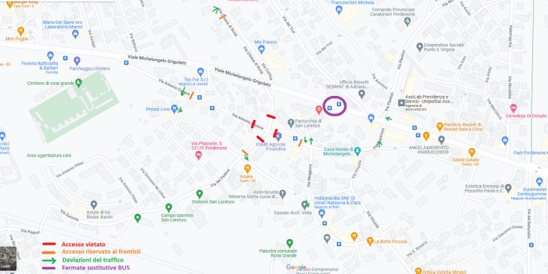 Viabilità nel quartiere di Rorai