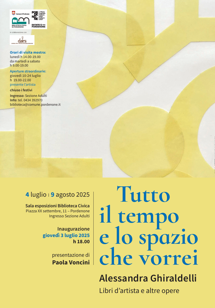 Inaugurazione della mostra "Tutto il tempo e lo spazio che vorrei", libri d'artista e altre opere di Alessandra Ghiraldelli