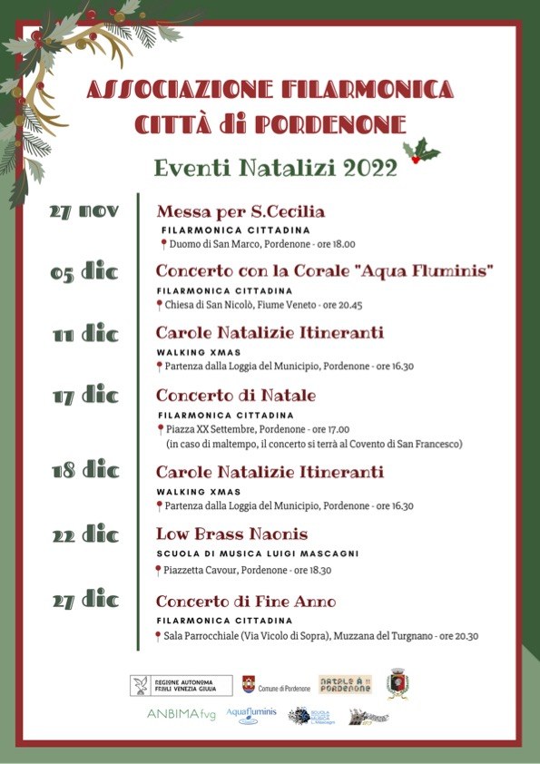 Eventi natalizi Filarmonica Città di Pordenone 2022 Eventi natalizi Filarmonica Città di Pordenone 2022