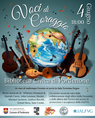 Un concerto unico, interamente concepito, organizzato e coordinato dalle allieve del corso "4^ Tecnico dei Servizi di Accoglienza" dello IAL Pordenone, con la partecipazione degli allievi della Scuola di Musica di Farandola.