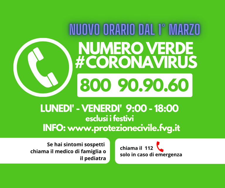 Numero verde Coronavirus 800 90.90.60
