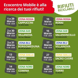 Ecocentro Mobile - Calandario marzo - Riciclabili