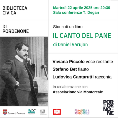 Con Viviana Piccolo, voce recitante, Stefano Bet, flauto, Ludovica Cantarutti racconto. In collaborazione con Associazione via Montereale.  #primaverApordenone #BiblioPN
